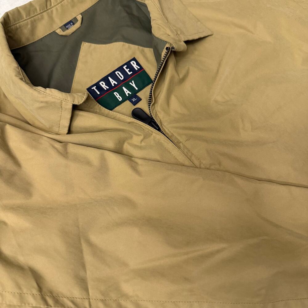 Vintage Trader Bay Harrington Jacket Mens XL Tan Full Zip Made in Korea 90s